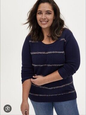EUC Torrid Tinsel Stripe Holiday Sweater